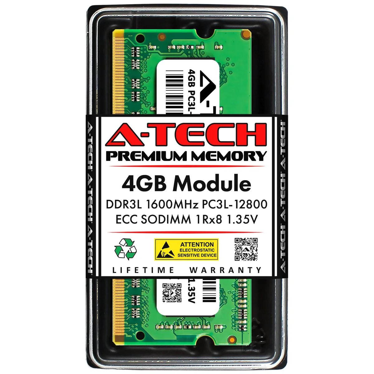 A-Tech A-Tech 4GB DDR3L 1600 ECC SODIMM 1.35V 204-Pin — photo du produit