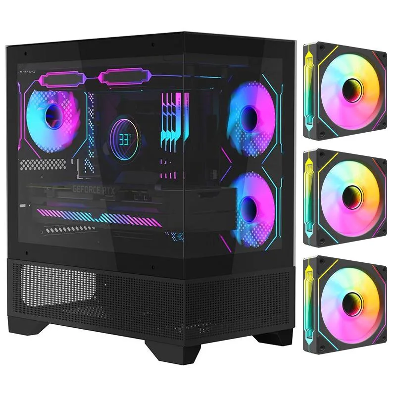 GPERHUAN GPERHUAN MATX-SLIM/ITX PC case 3x120mm ARGB 270° glass 160mm cooler 340mm GPU — produktfoto