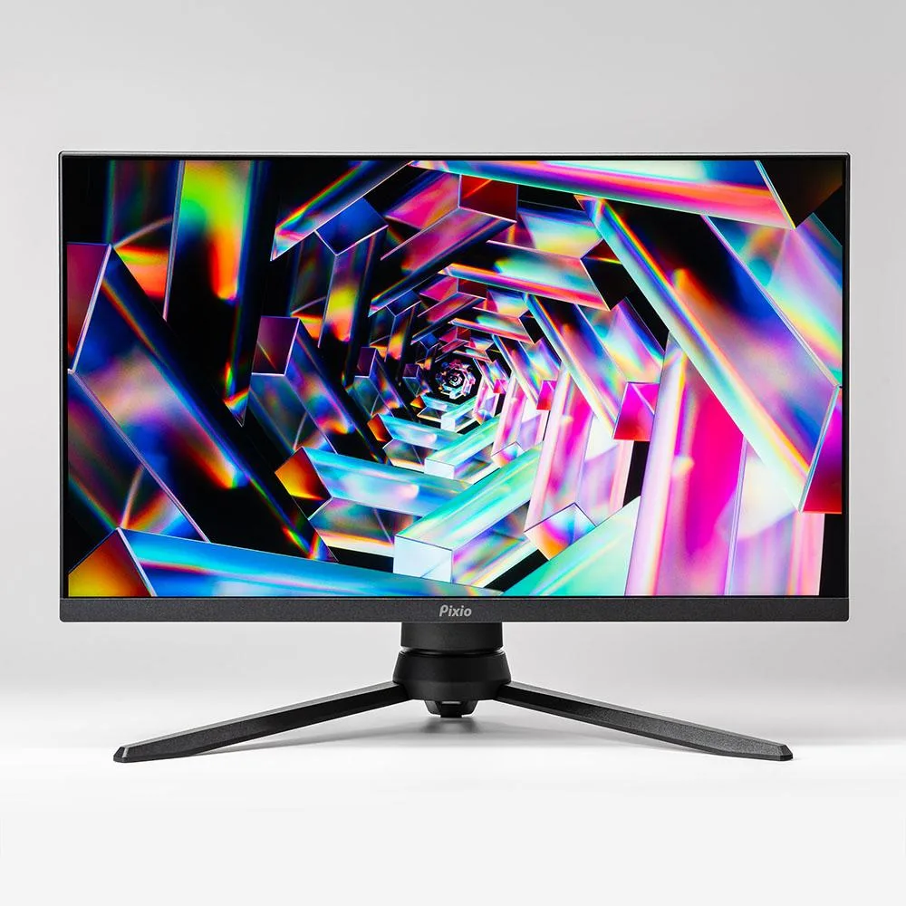 24 inch black gaming monitor with three sided frameless matte screen on adjustable stand