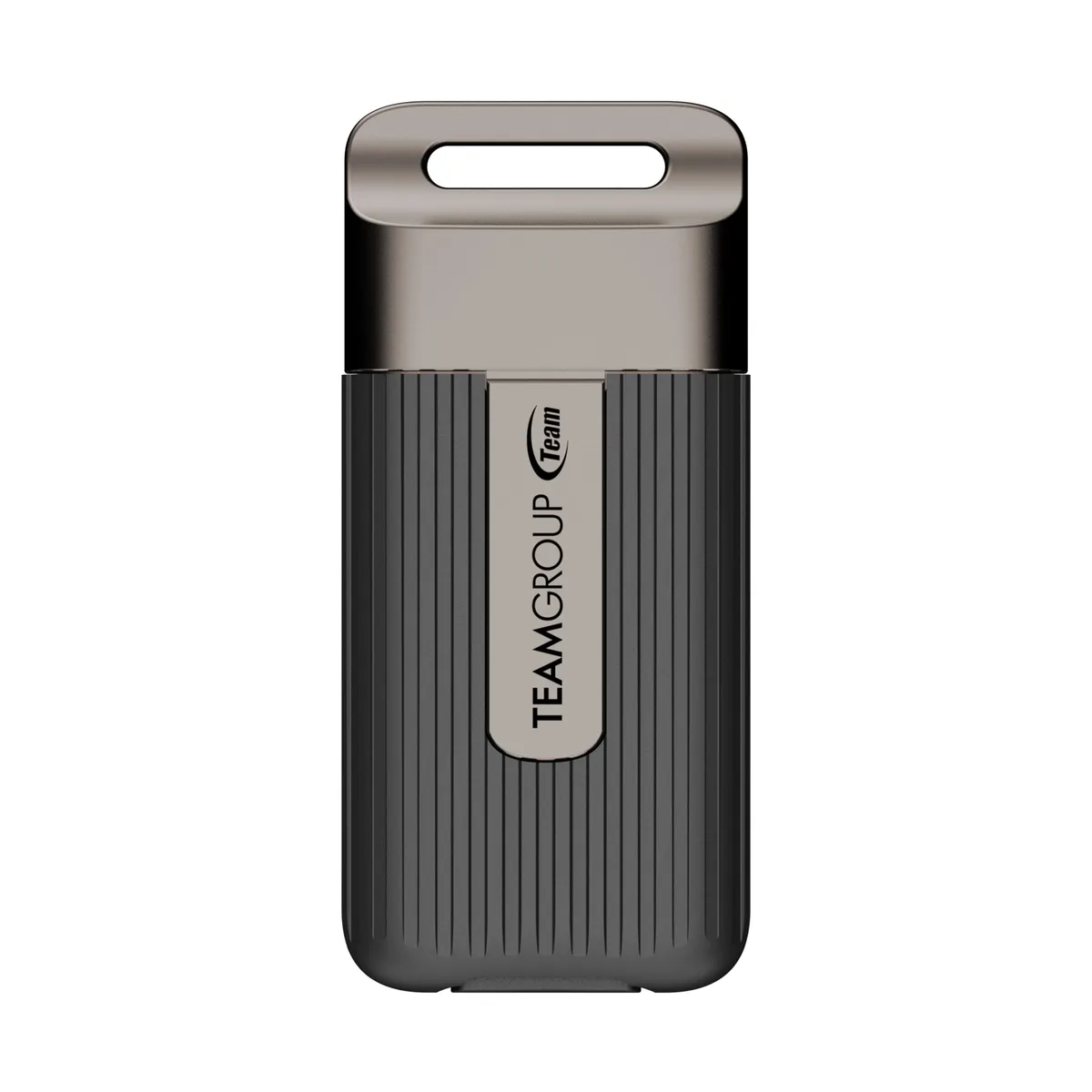 Tiny rectangular SSD in dark finish, Type-C port visible, 34 by 75 by 15 millimetres, 22 grams