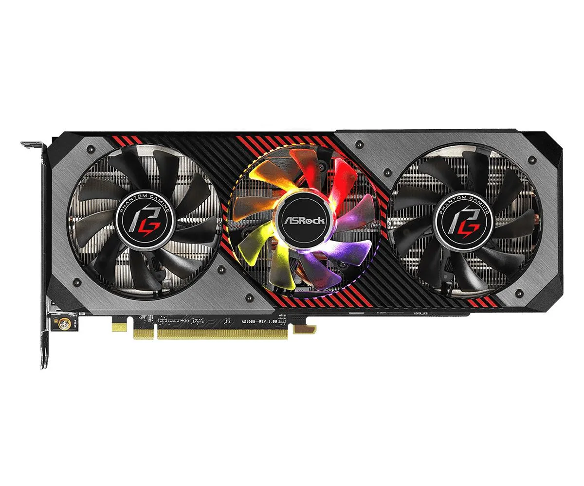 ASRock Radeon RX 5700 XT Phantom Gaming D graphics card with triple fans and dark finish