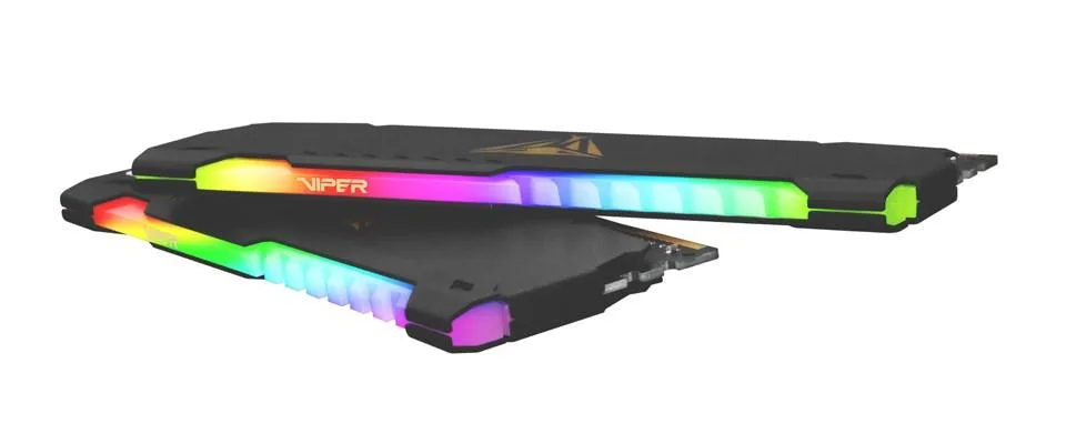 Two silver DDR4 memory modules with RGB lighting