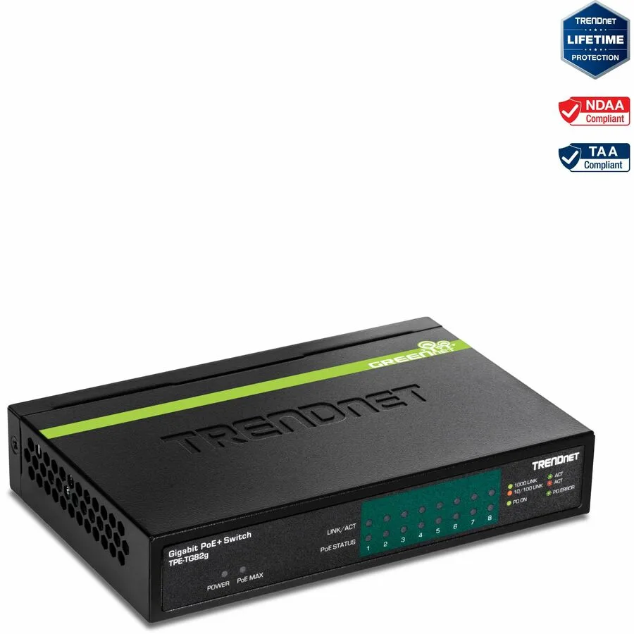 TRENDnet TRENDnet TPE-TG82G 8-Port Gigabit PoE+ network switch 61W budget — foto produk