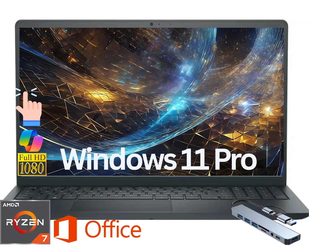 DELL DELL DC15255 laptop Ryzen 7 7730U 32GB 512GB 15.6" FHD Touch Windows 11 Pro — product photo