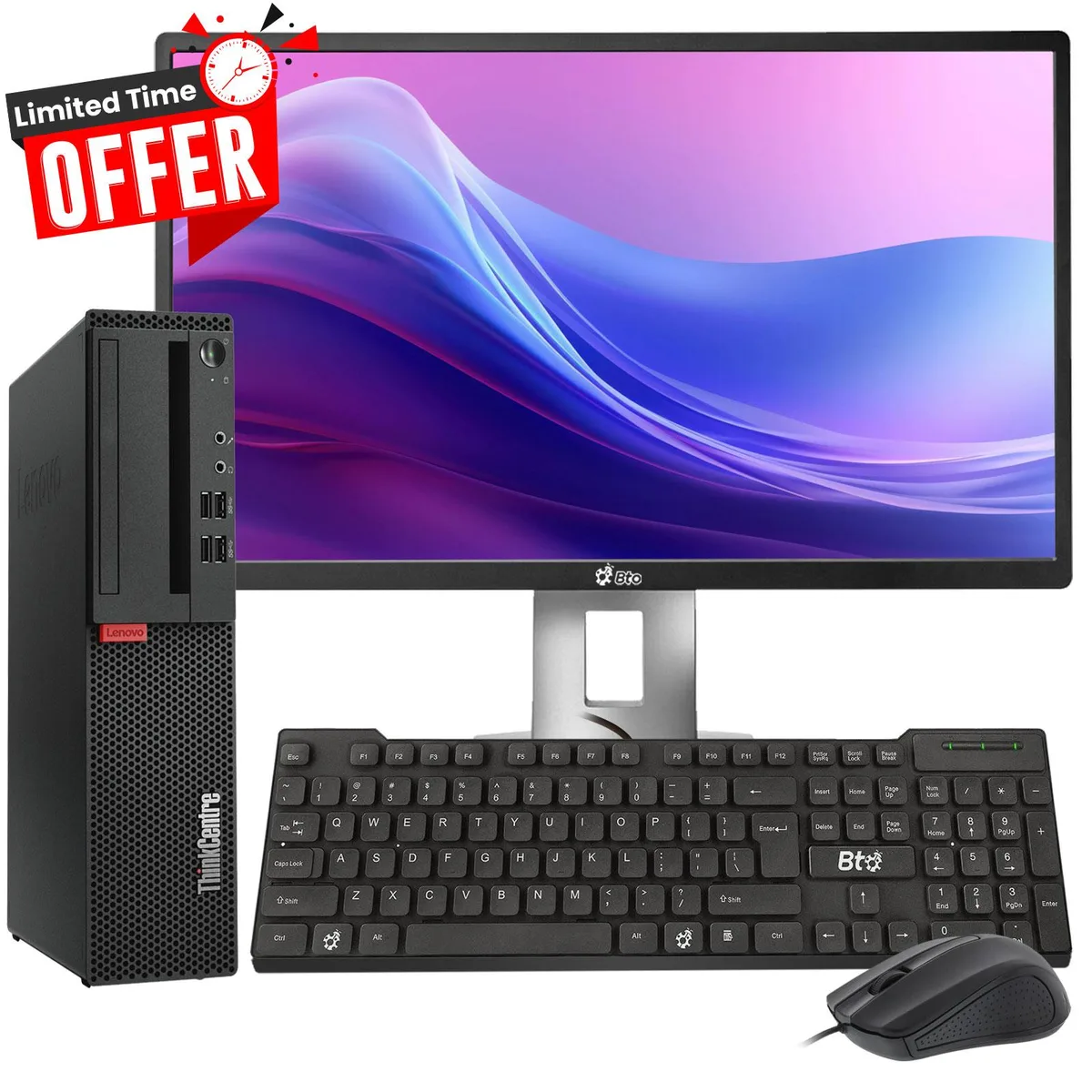 Lenovo Lenovo ThinkCentre M800/M900 desktop PC, i5-6500, 16GB DDR4, 1TB HDD, 22" monitor, Wi-Fi, Windows 11 Pro — photo du produit