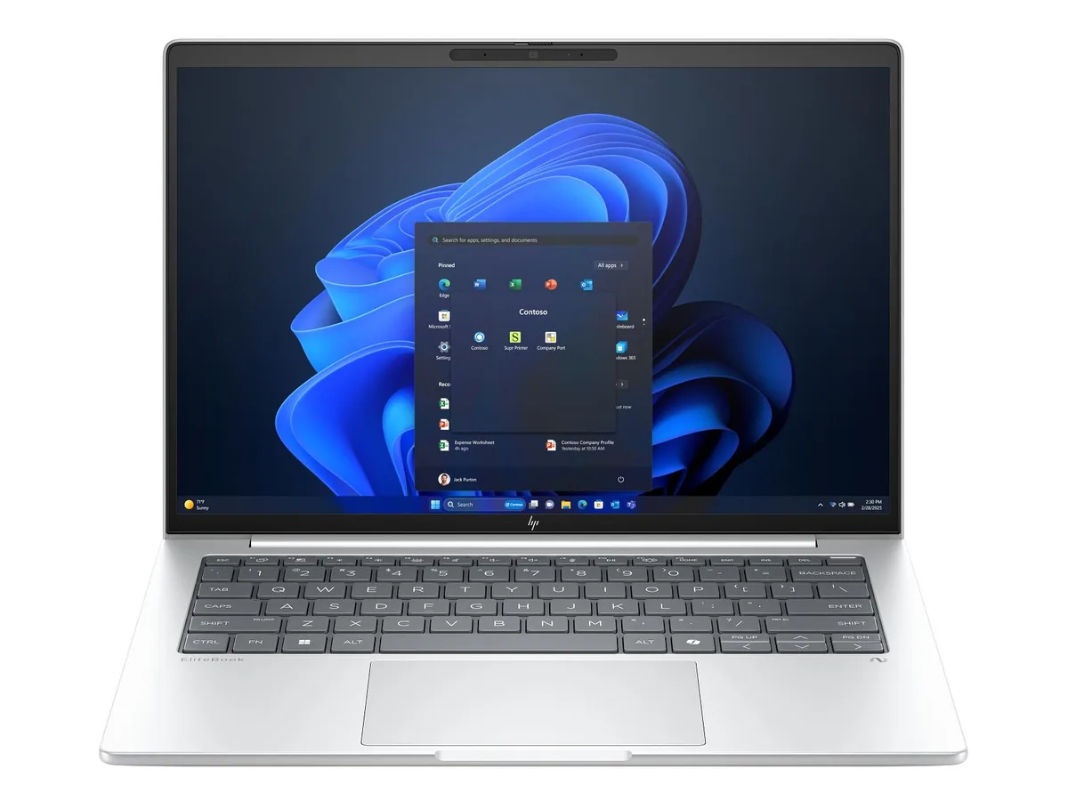 Glacier silver aluminium 14 inch touchscreen laptop, thin tapered profile