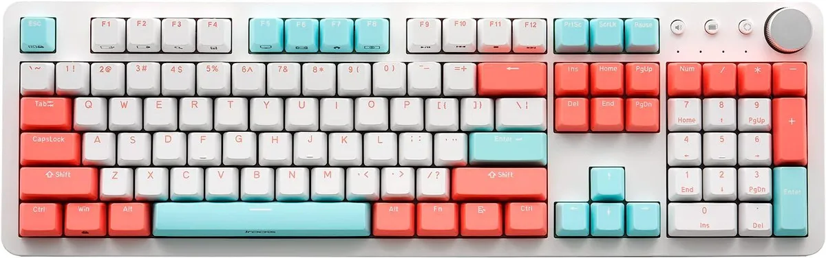 i-rocks i-rocks K73M Mechanical Gaming Keyboard, Cherry MX Brown Switches, Mint Peach, 107 Keys — photo du produit