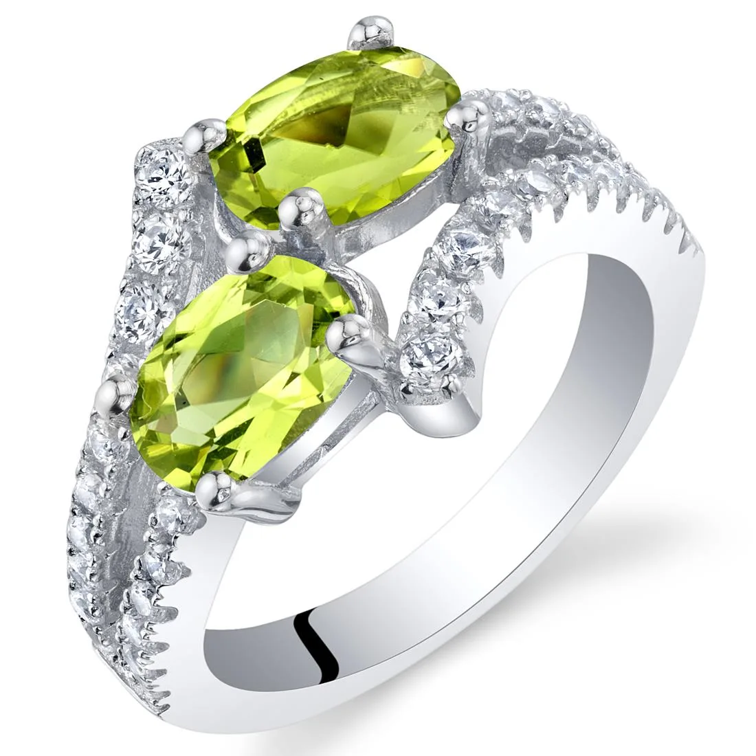 Oravo Oravo Peridot Sterling Silver Two-Stone Ring 1.50 ct .925 — product photo