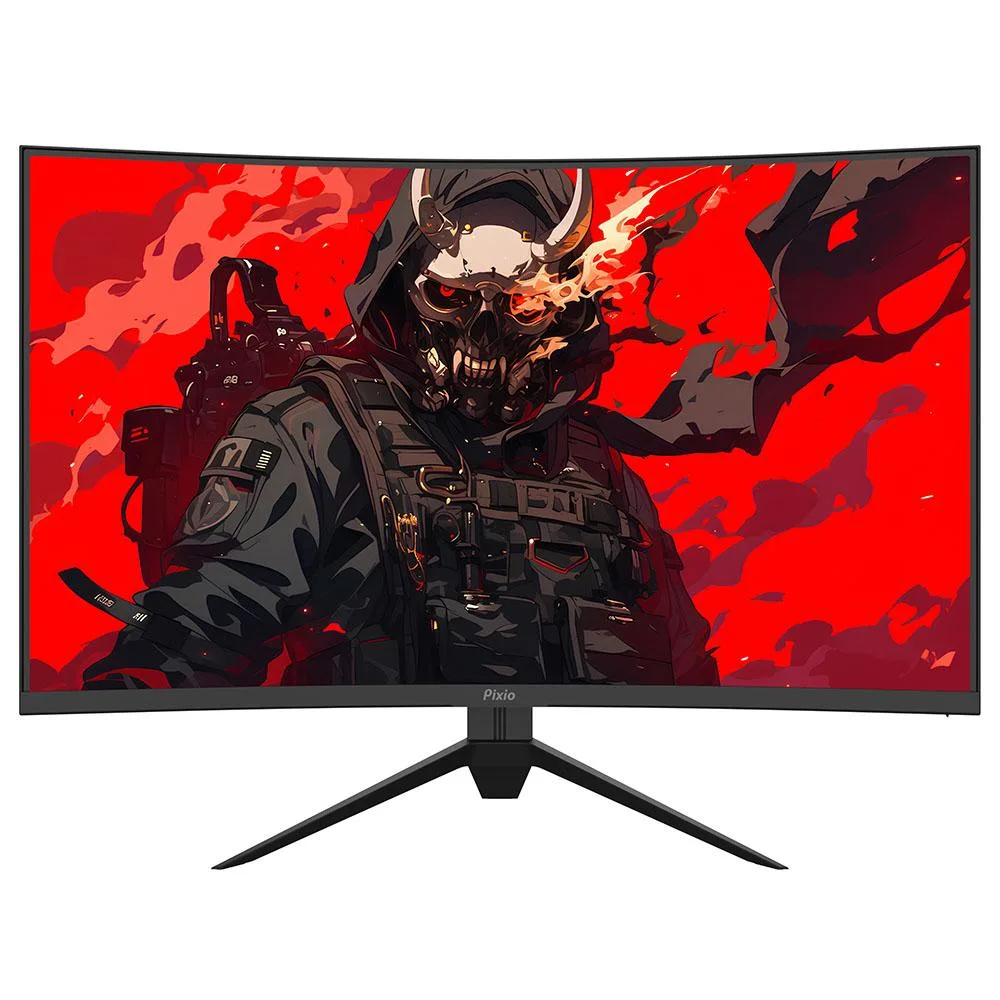 Black 32 inch curved monitor with three sided frameless bezel and matte screen