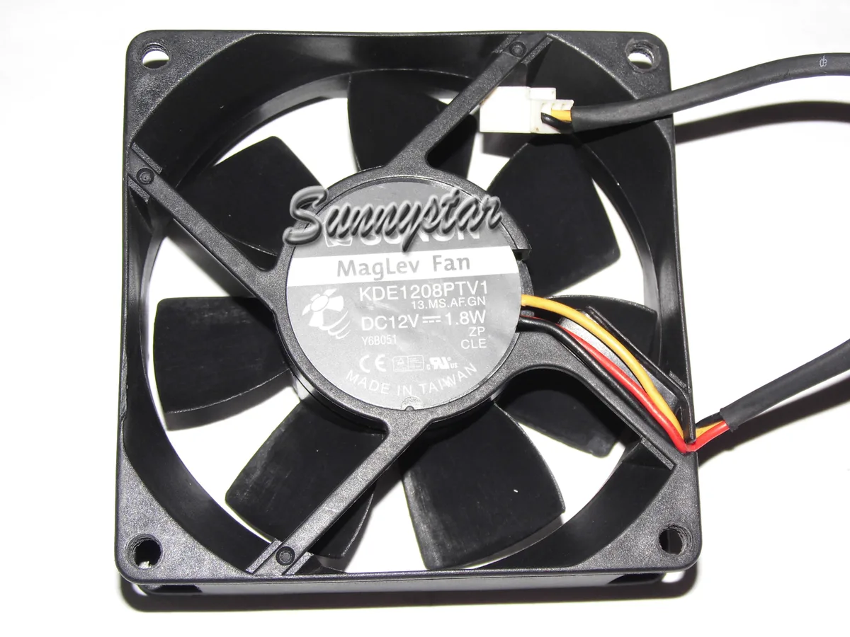 Black 80mm square CPU cooler fan with 3-pin connector