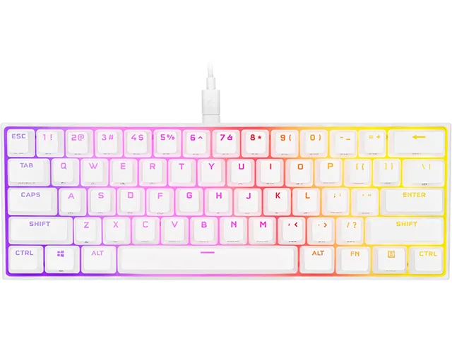 White compact 60% mechanical keyboard with RGB backlighting and Cherry MX Speed switches
