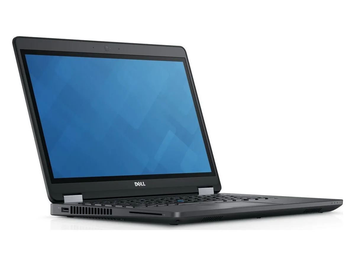 Black Dell Latitude E5570 laptop closed showing 15.6 inch non-touch display and matte finish