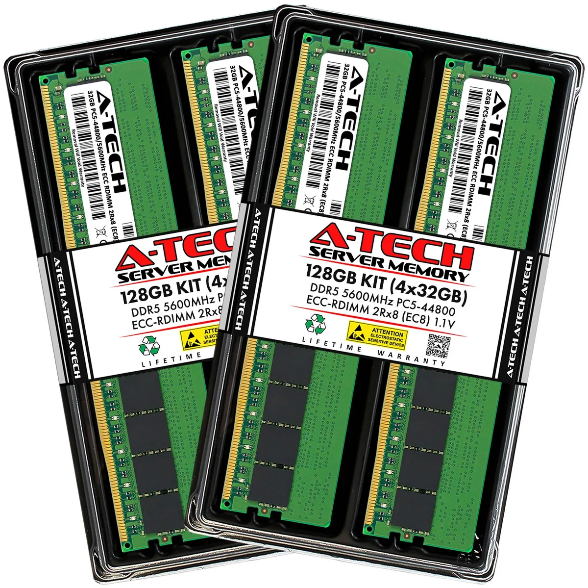A-Tech A-Tech 128GB (4x32GB) DDR5 5600 ECC RDIMM 2Rx8 server RAM — product photo