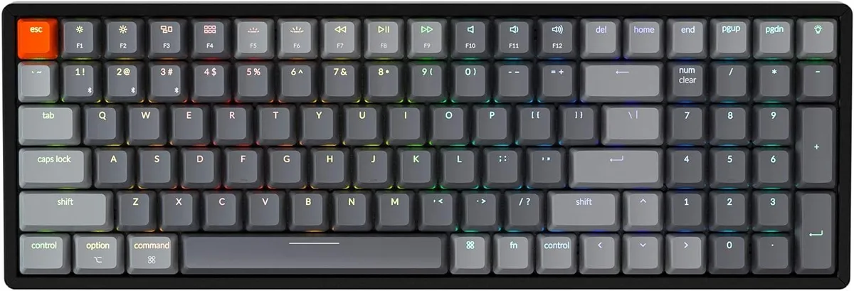 Compact 96% mechanical keyboard with aluminium frame and brown switches