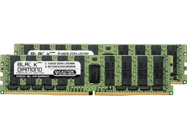 Black Diamond Memory Black Diamond Memory BD128GX22933MQR96 256GB (2 x 128GB) DDR4 2933 ECC Registered server RAM — photo du produit