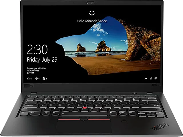 Refurbished black 14.0-inch ThinkPad X1 Carbon laptop with matte non-touch FHD display