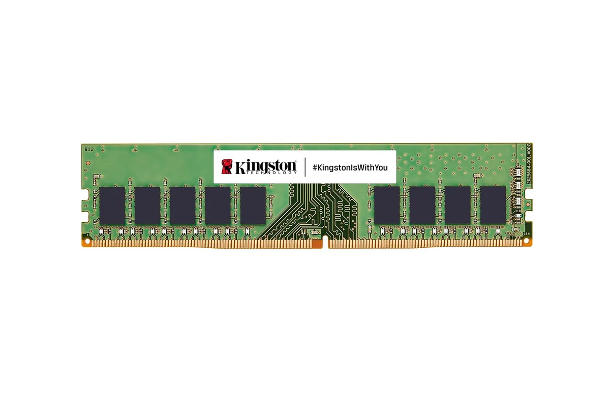 Green 288-pin DDR4 DIMM with black chips, single-rank 16GB ECC unbuffered module