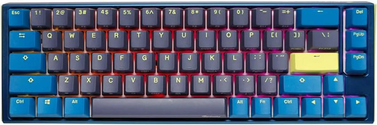 Compact 65-key mechanical keyboard in Daybreak colourway with Cherry MX Blue switches