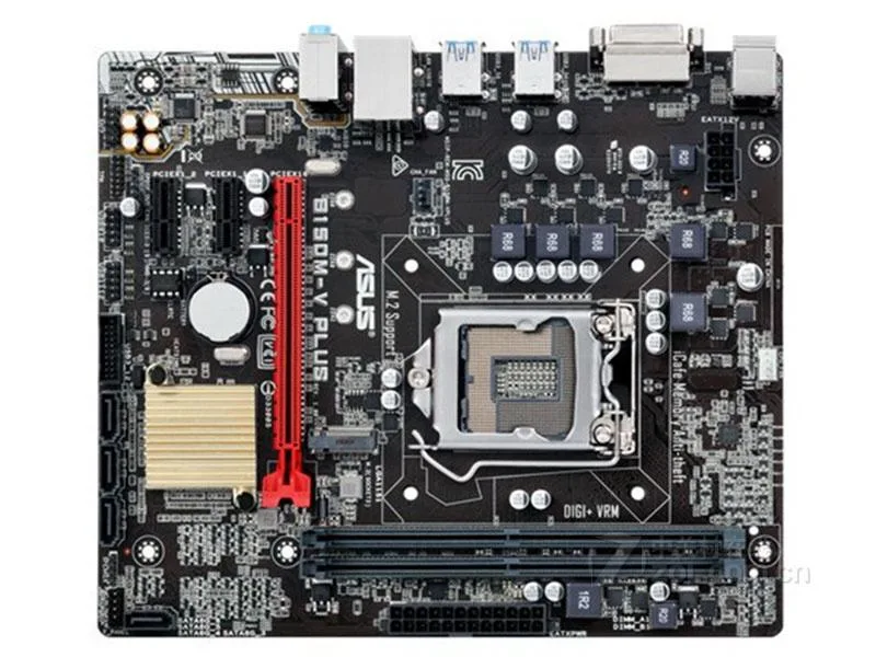 Green rectangular Micro ATX motherboard with silver CPU socket and black DDR4 slots