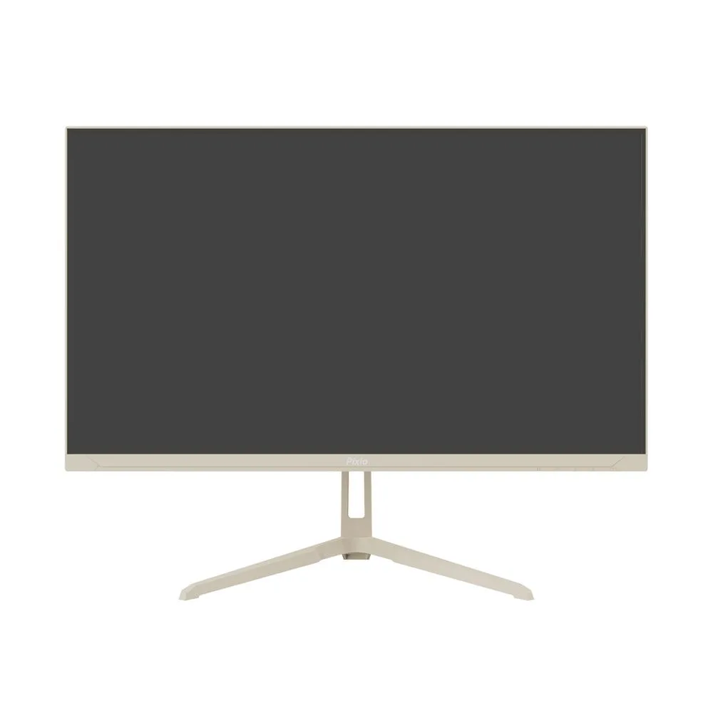 Beige 23.8 inch gaming monitor with three sided frameless design and stand