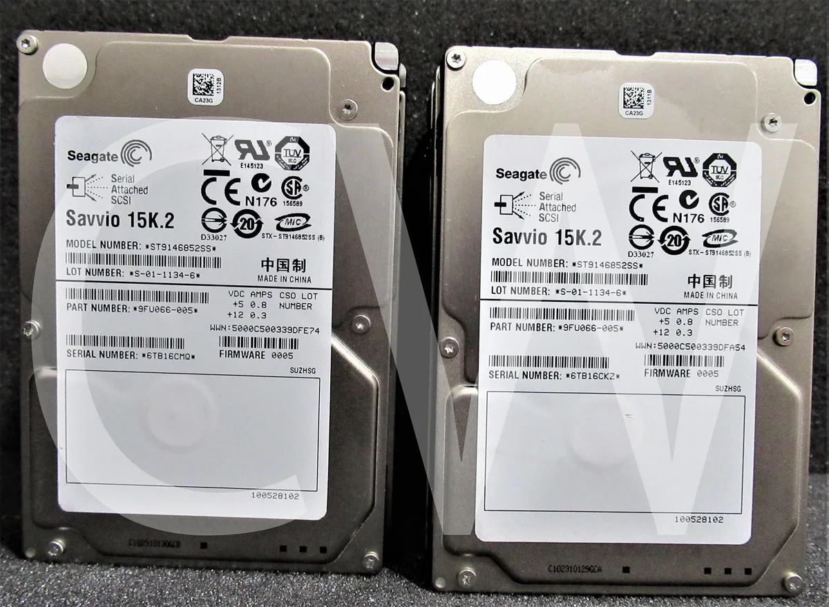 Silver 2.5 inch SAS hard drive with green circuit board visible