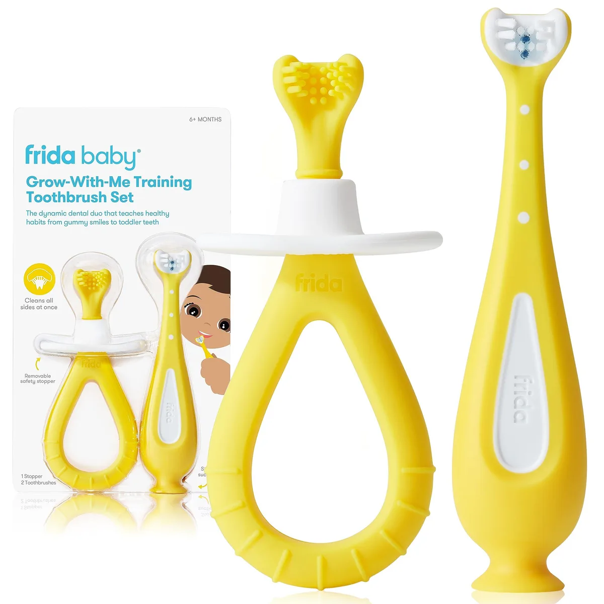  Frida Baby Grow-with-Me Training Toothbrush Set 6-18 Months Yellow — product photo