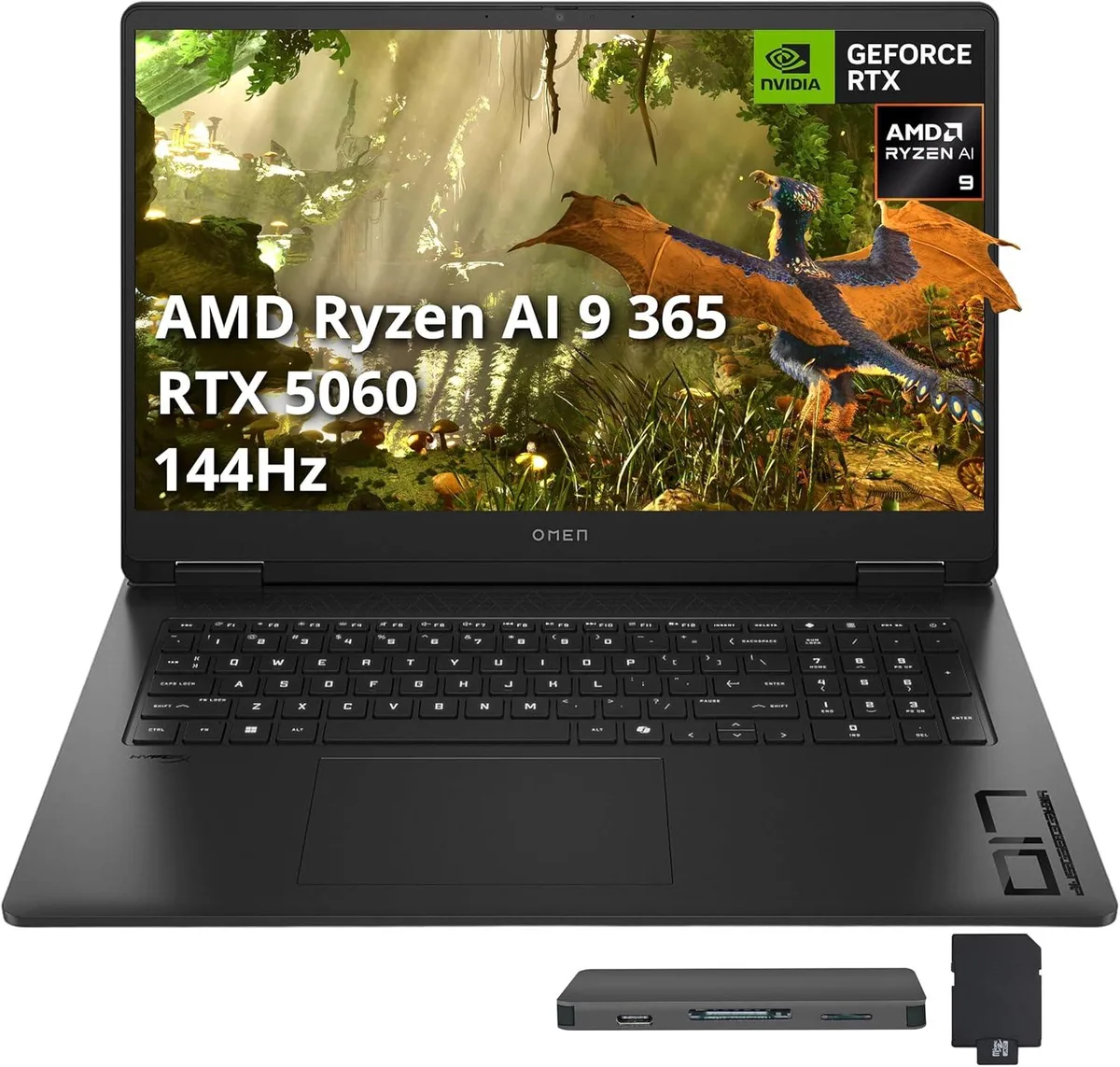 HP HP Omen 17 17.3" 144Hz FHD Gaming Laptop AMD Ryzen AI 9 365 32GB 1TB SSD RTX 5060 1TB Docking — product photo
