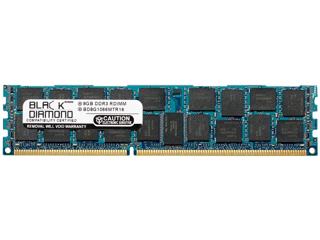 Green 240-pin DDR3 DIMM with black heatspreader, 8GB registered ECC server memory
