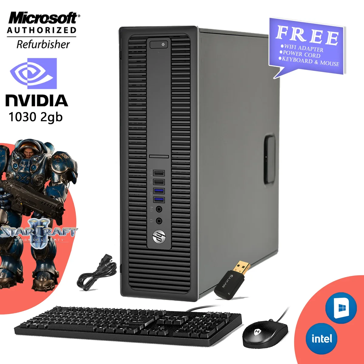HP HP 600 G1 SFF Desktop Core i5 4570 3.20GHz 16GB DDR3 512GB SSD GT 1030 2GB Win 10 Pro — product photo