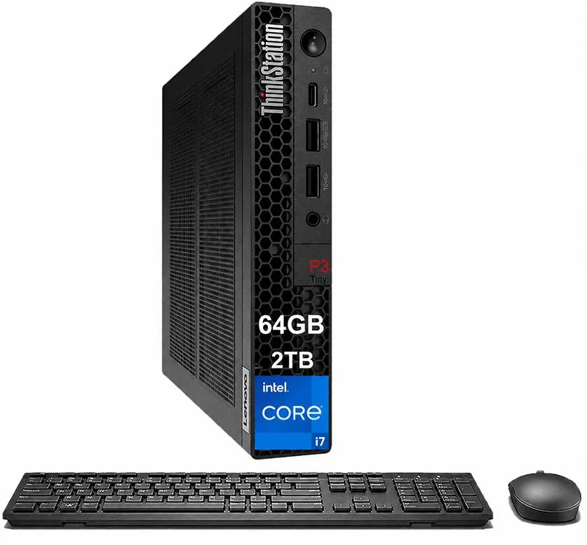 Small black square desktop PC with front USB ports
