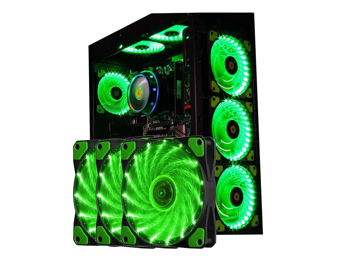 sakose sakose 12025-LED 120mm case fan 15 LEDs 16dB 1100RPM 3-pack — foto produk