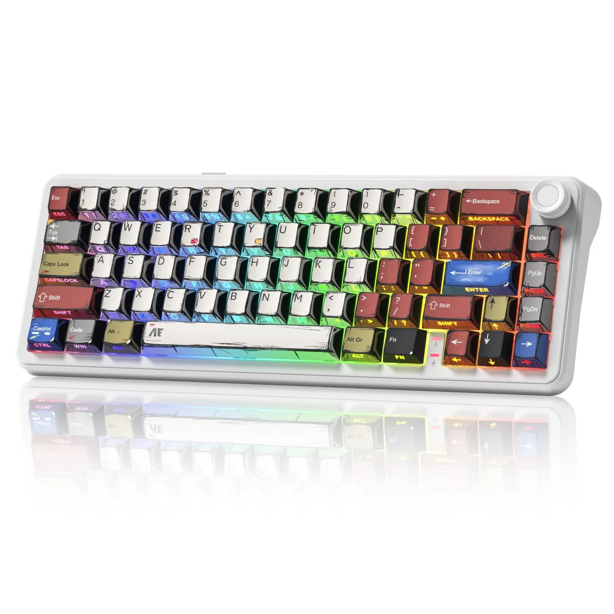 Womier Womier L65 60% Mechanical Gaming Keyboard White 66 Keys Knob 4000mAh — toote foto