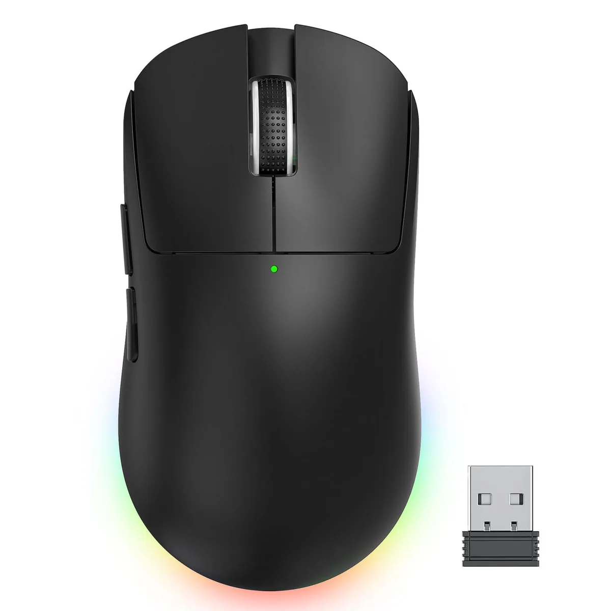 Black right-hand gaming mouse with 16 buttons and touch scroll