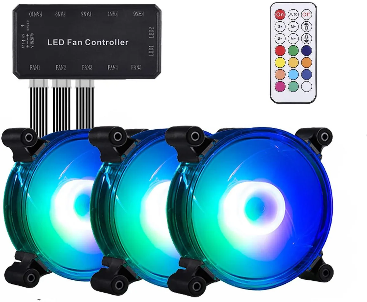 PANO-MOUNTS PANO-MOUNTS 12025RGBC3PACK 120mm RGB case fan 3-pack with remote controller — photo du produit