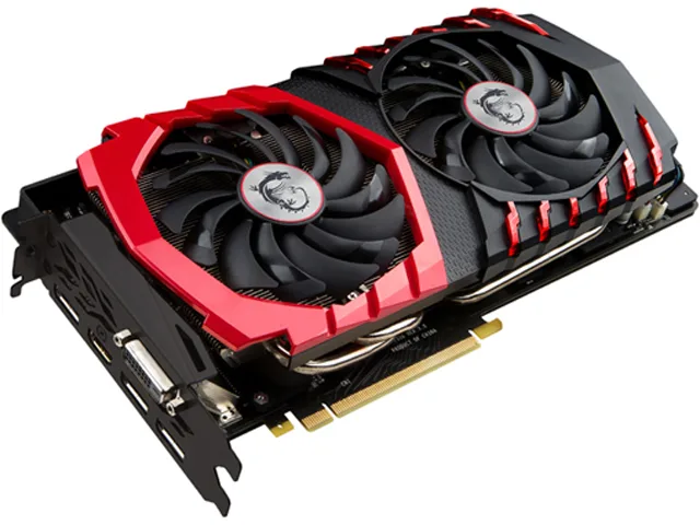 MSI GeForce GTX 1070 Gaming X 8G dual-fan graphics card with black and silver cooler
