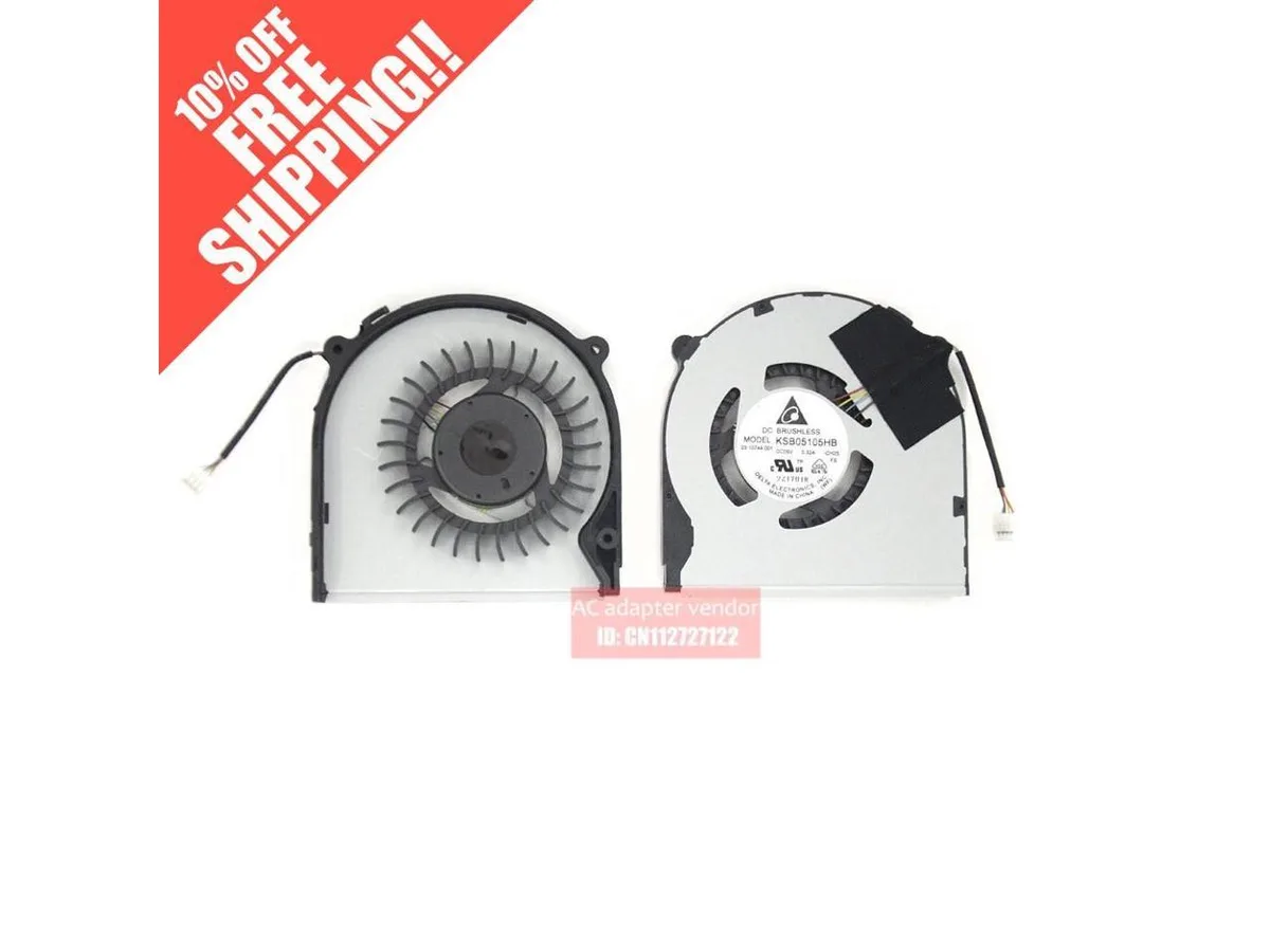 Small black CPU cooling fan with plastic frame and wire connector