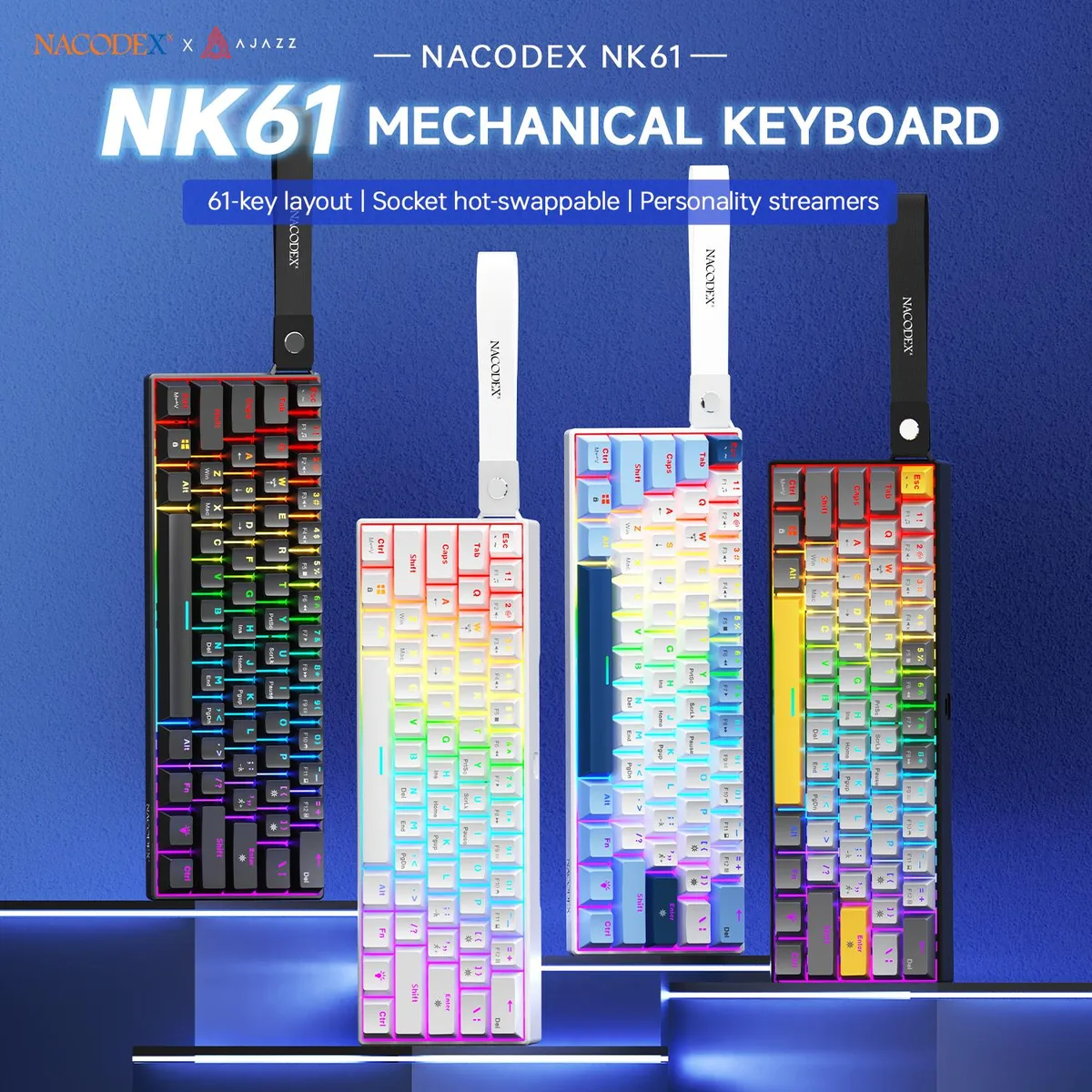 Ajazz Ajazz NK61 61-key wired RGB gaming keyboard White — product photo
