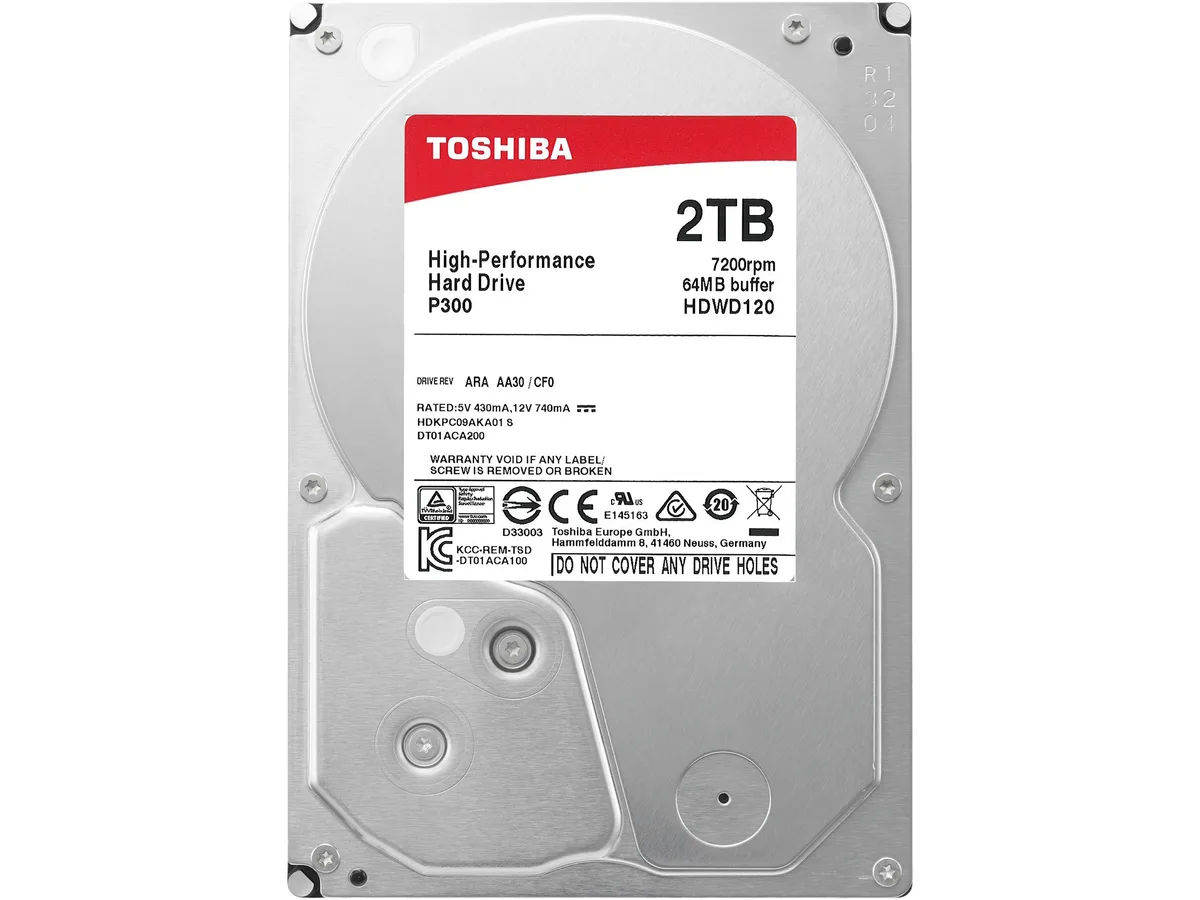 Toshiba Toshiba P300 2TB 7200 RPM 64MB SATA 3.5" HDWD120UZSVA — 商品写真
