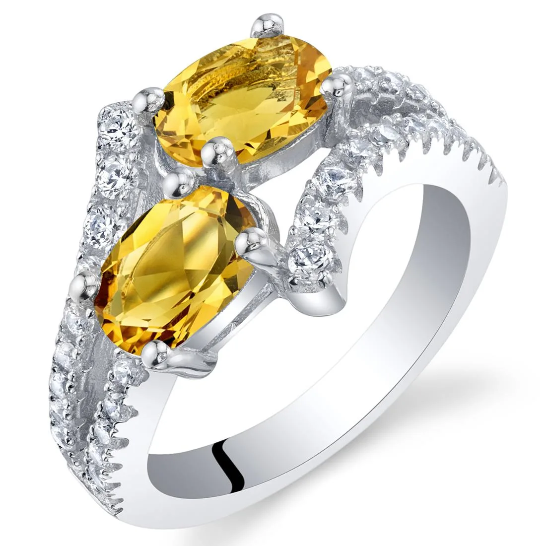 Oravo Oravo Citrine Sterling Silver Two-Stone Ring 1.25ct .925 — product photo