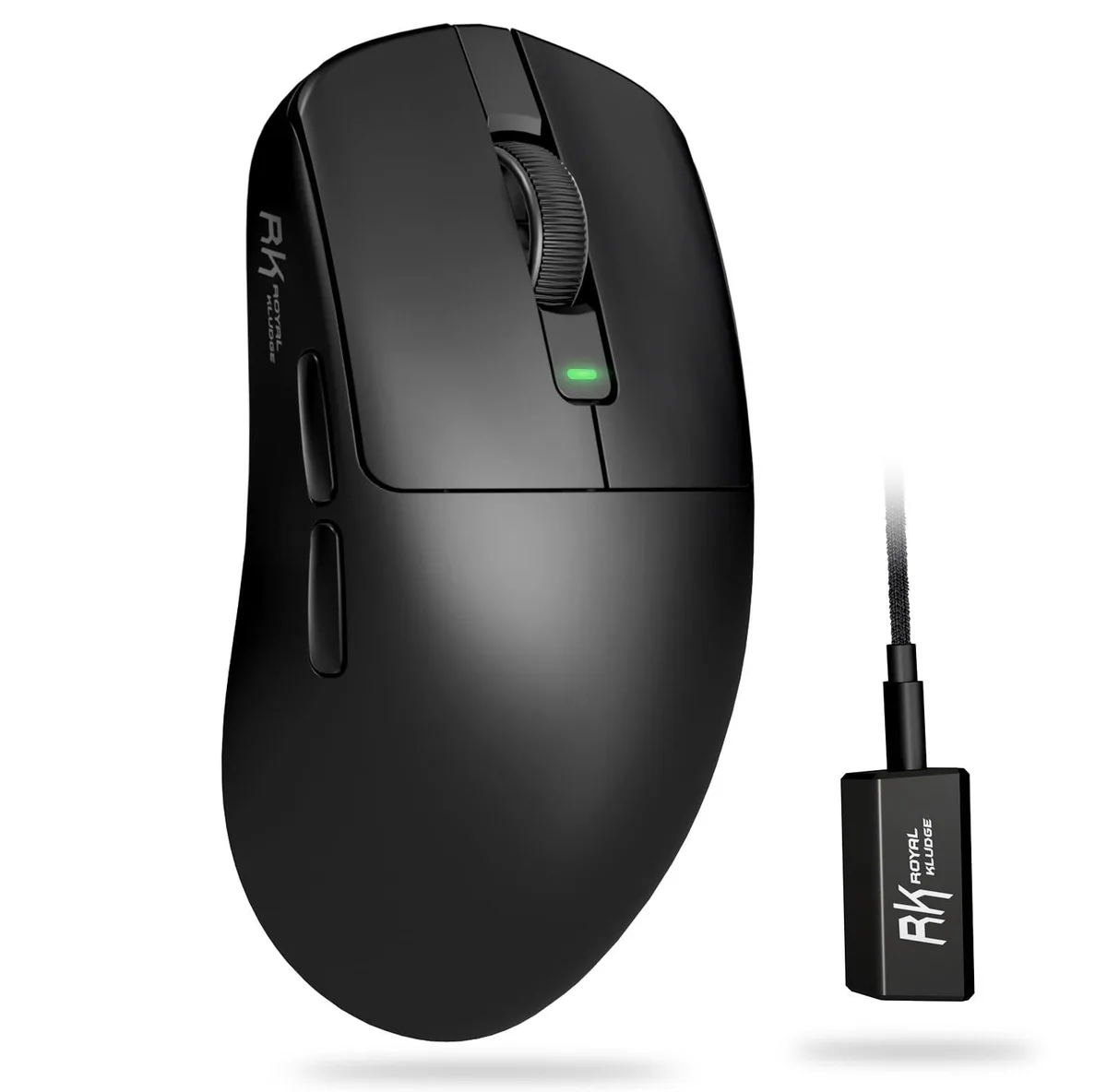 A matte black, right-handed wireless gaming mouse with a compact, ultra-light shell, subtle side contours
