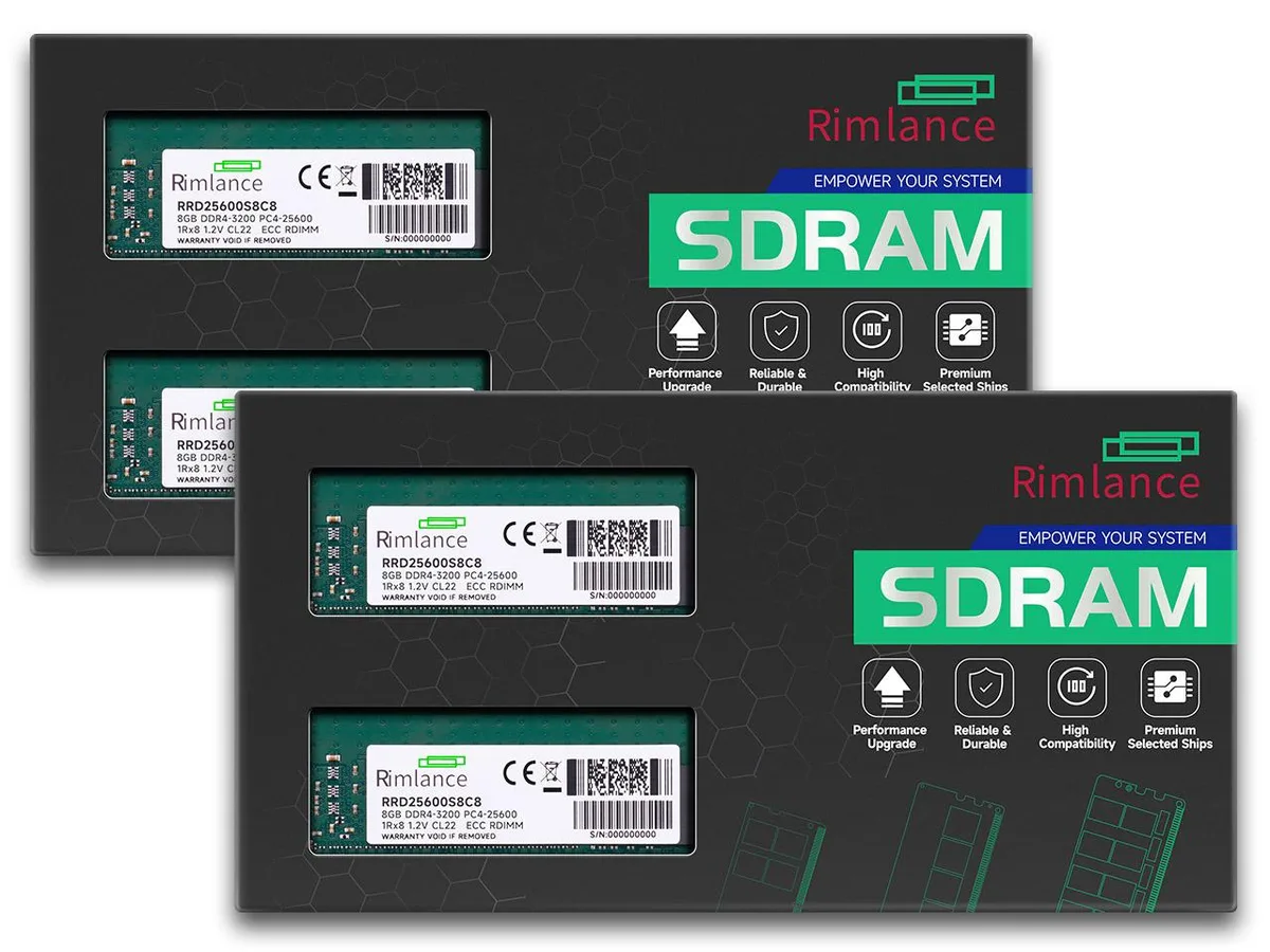 RIMLANCE RIMLANCE 32GB (4x8GB) DDR4 3200MHz ECC Registered RDIMM Server Memory Kit Dell PowerEdge XR11 Compatible — product photo