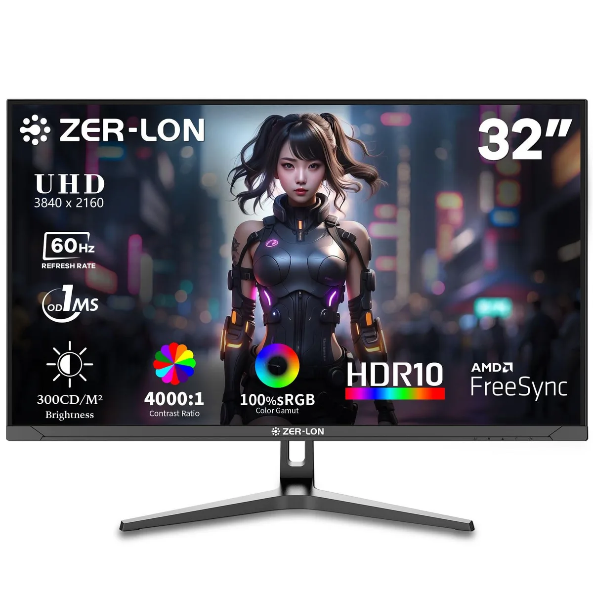 ZER LON ZER LON PD22320W 32 inch 4K UHD 60Hz IPS gaming monitor — product photo