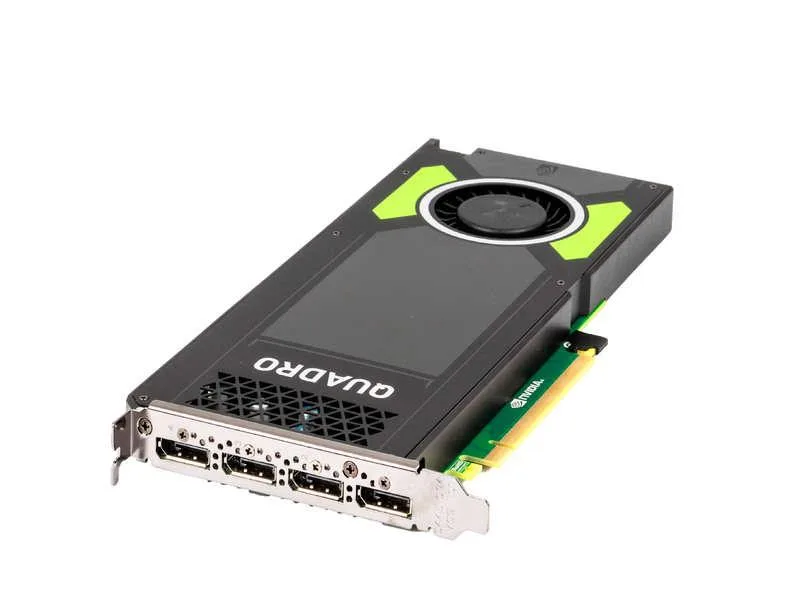 Full-height single-slot graphics card with four DisplayPort outputs and a 6-pin power connector
