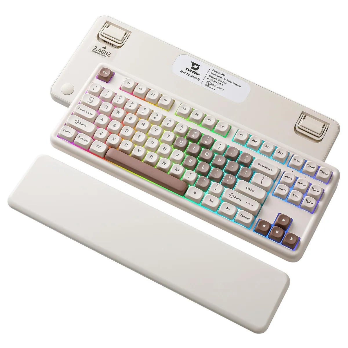 YUNZII YUNZII B87 Heart Wireless Mechanical Gaming Keyboard (Brown, Cocoa V2 Switch) — photo du produit