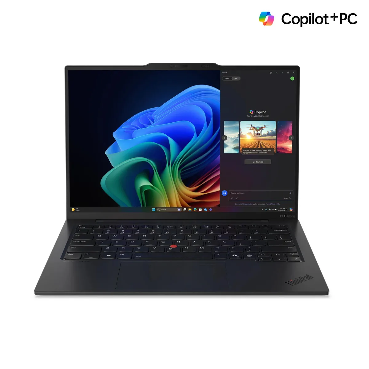 Black carbon-fibre ultrabook, 14 inch touch display, matte finish