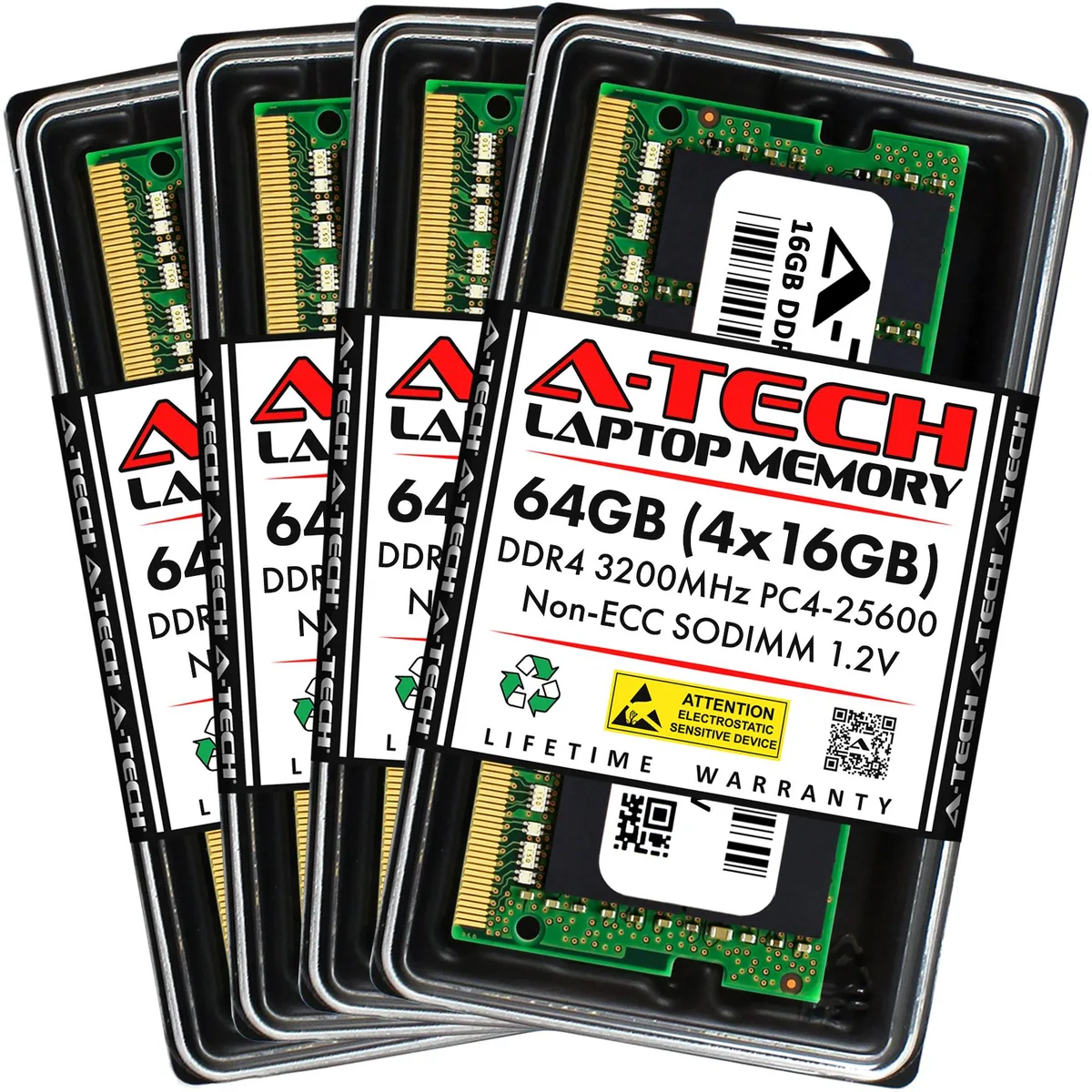 A-Tech A-Tech 64GB (4x16GB) DDR4 3200MHz CL22 1.2V 260-Pin Laptop RAM Kit — product photo