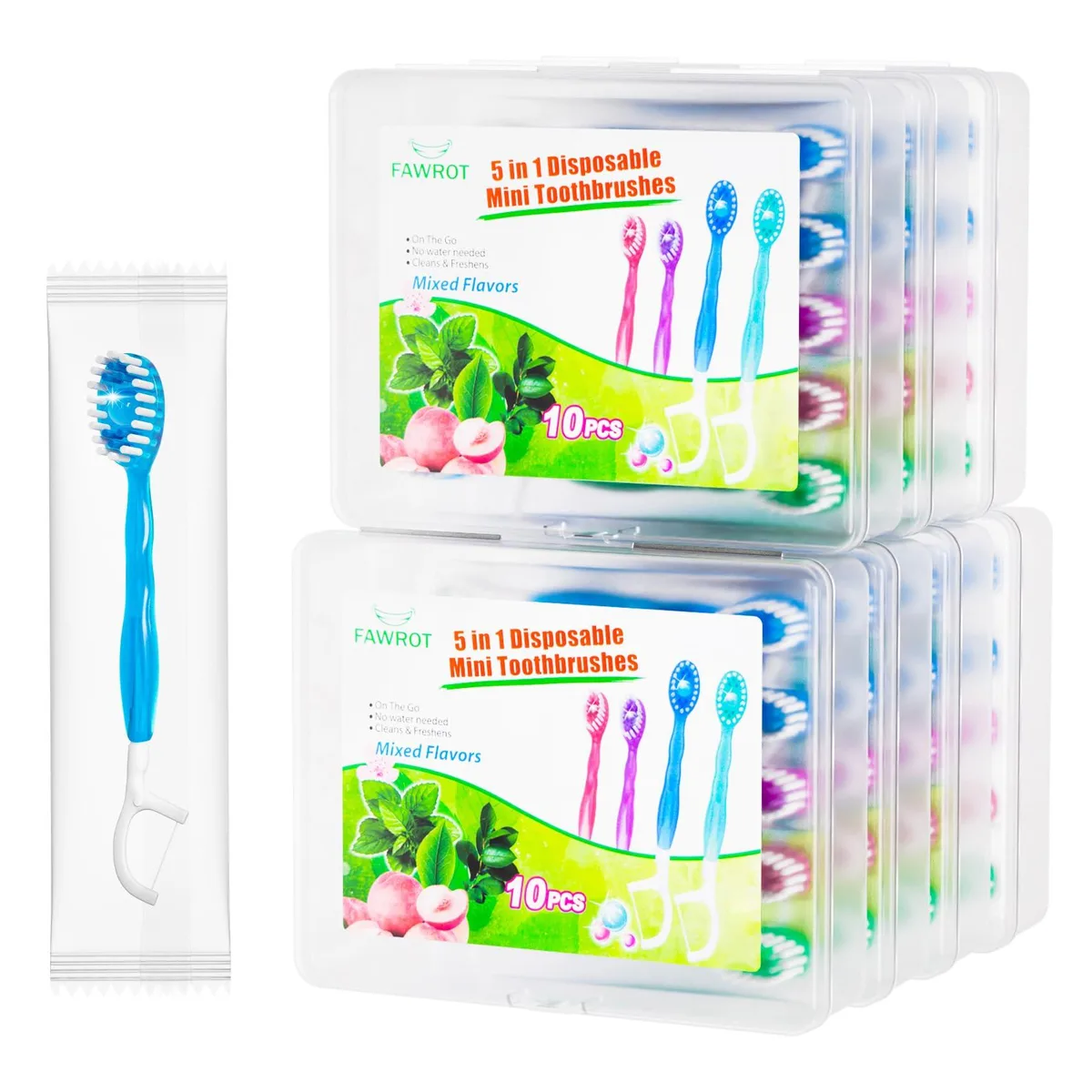  FAWROT 5-in-1 Disposable Toothbrushes Oral Care 70 Count — 제품 사진