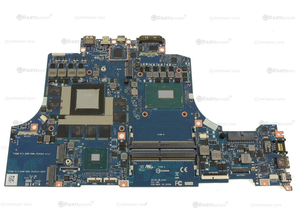 Bare laptop motherboard with integrated i7-8750H and RTX 2080 Max-Q