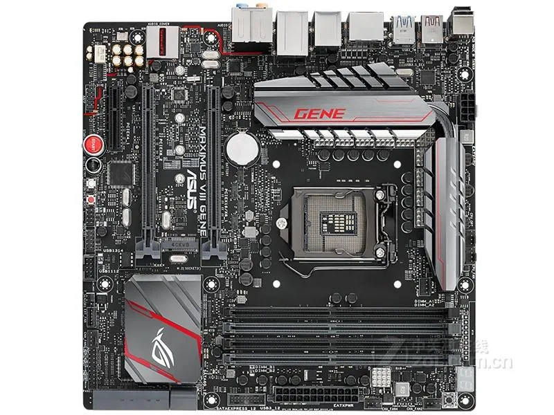 Dark green micro-ATX motherboard with black heatsinks and silver LGA 1151 socket