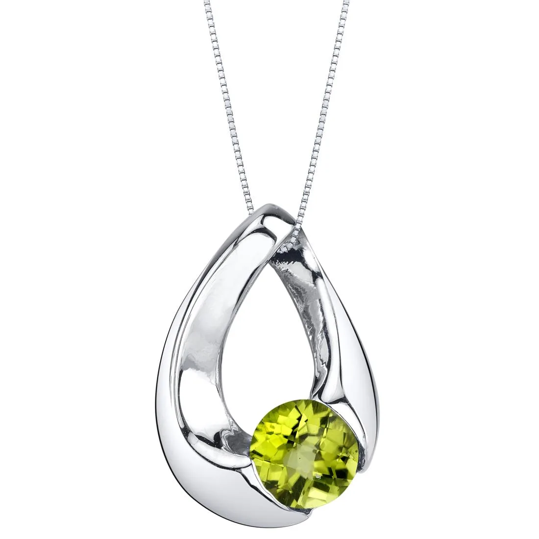 Oravo Oravo Peridot Sterling Silver Slider Pendant Necklace 18" .925 — foto do produto